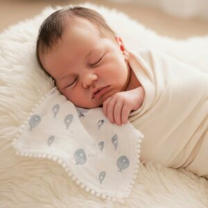 Unisex Kids Designer Bordered Hanky – Soft Muslin, Gentle & Skin Friendly