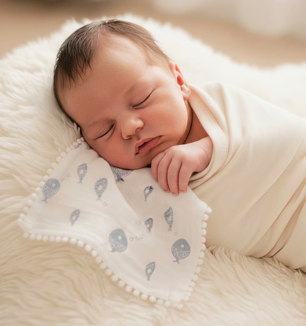 Unisex Kids Designer Bordered Hanky – Soft Muslin, Gentle & Skin Friendly