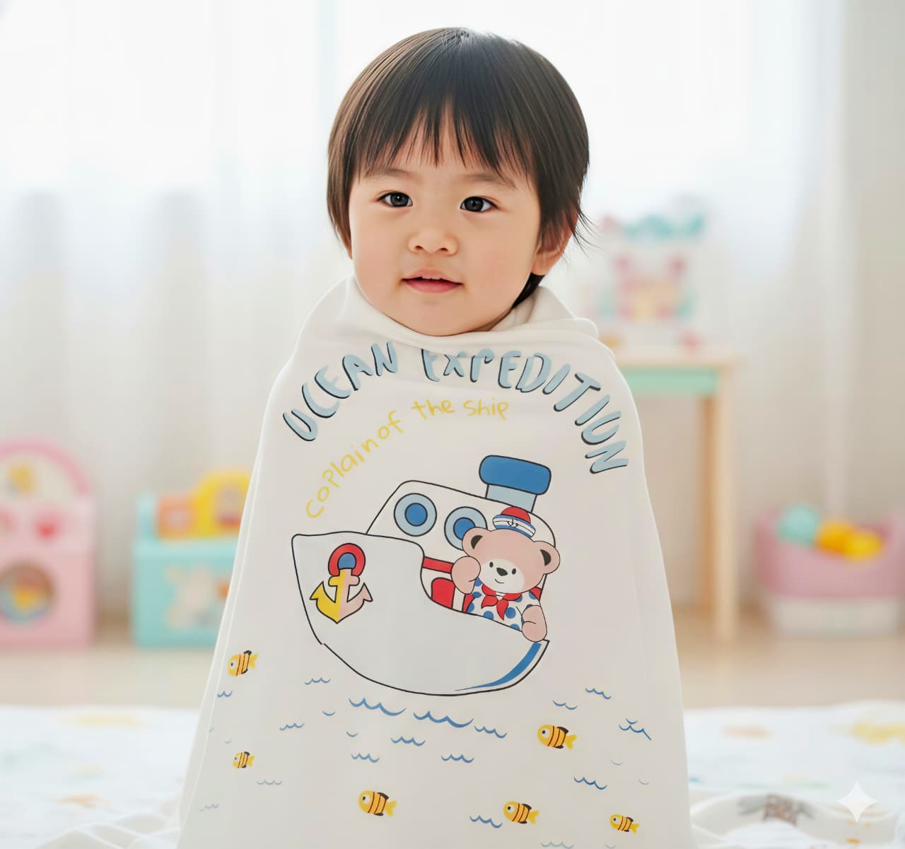 Unisex Newborn Baby Digital Print Muslin Shawl (0–3 Years) – Soft & Breathable Baby Wrap