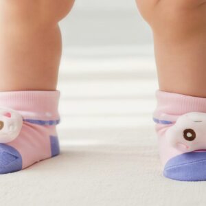 Unisex Born Baby Soft Cotton Socks for 3–9 Months – Anti-Slip Cute Design Baby Socks