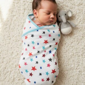 Unisex Newborn Baby Striped Swaddle – Soft Cotton Hosiery, Breathable & Comfortable