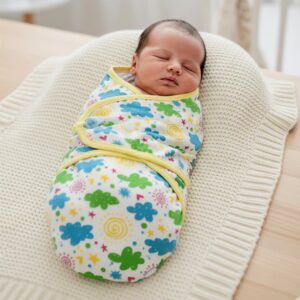 Unisex Newborn Baby Striped Swaddle – Soft Cotton Hosiery, Breathable & Comfortable