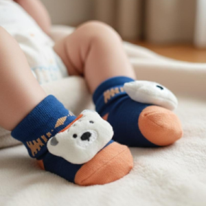 Unisex Born Baby Soft Cotton Socks for 3–9 Months – Anti-Slip Cute Design Baby Socks